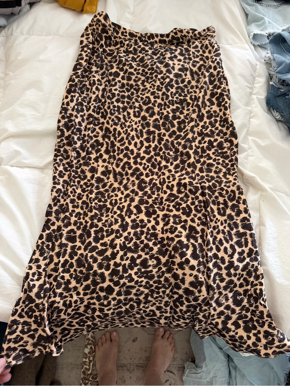 Anthropologie Beige and Brown Leopard Midi Skirt